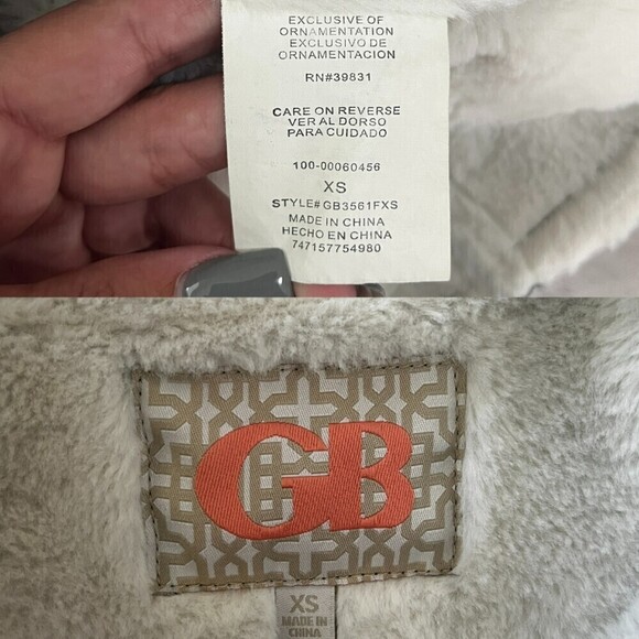 GB Faux Suede Size XS Vegan Fur Full Zip Asymmetrical Grey Moto Peter Pan Jacket - Picture 5 of 7